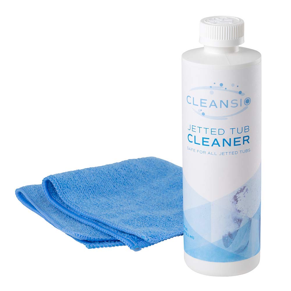Cleansio Jetted Tub Cleaner – Professional Clean and Powerful Dirt Remover, 8 Uses per Bottle, 16oz (Includes Microfiber Towel)
